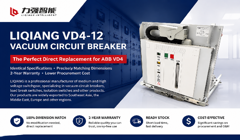 No change in cabinet, no change in wiring: Liqiang VD4-12 perfectly replaces ABB VD4 vacuum circuit 
